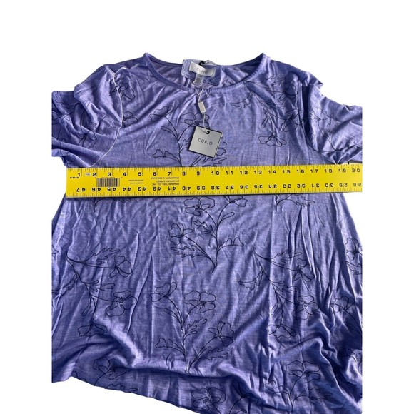 NWT Cupio Women’s Large Pretty Floral Violet Blouse Spring Summer Asymmetrical - Picture 10 of 16